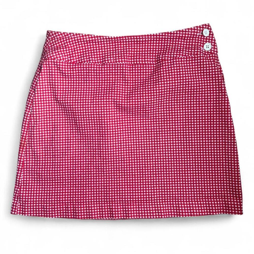 Vintage High-waisted Red & White Checkered Mini Skirt